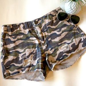 BDG high rise camo shorts
